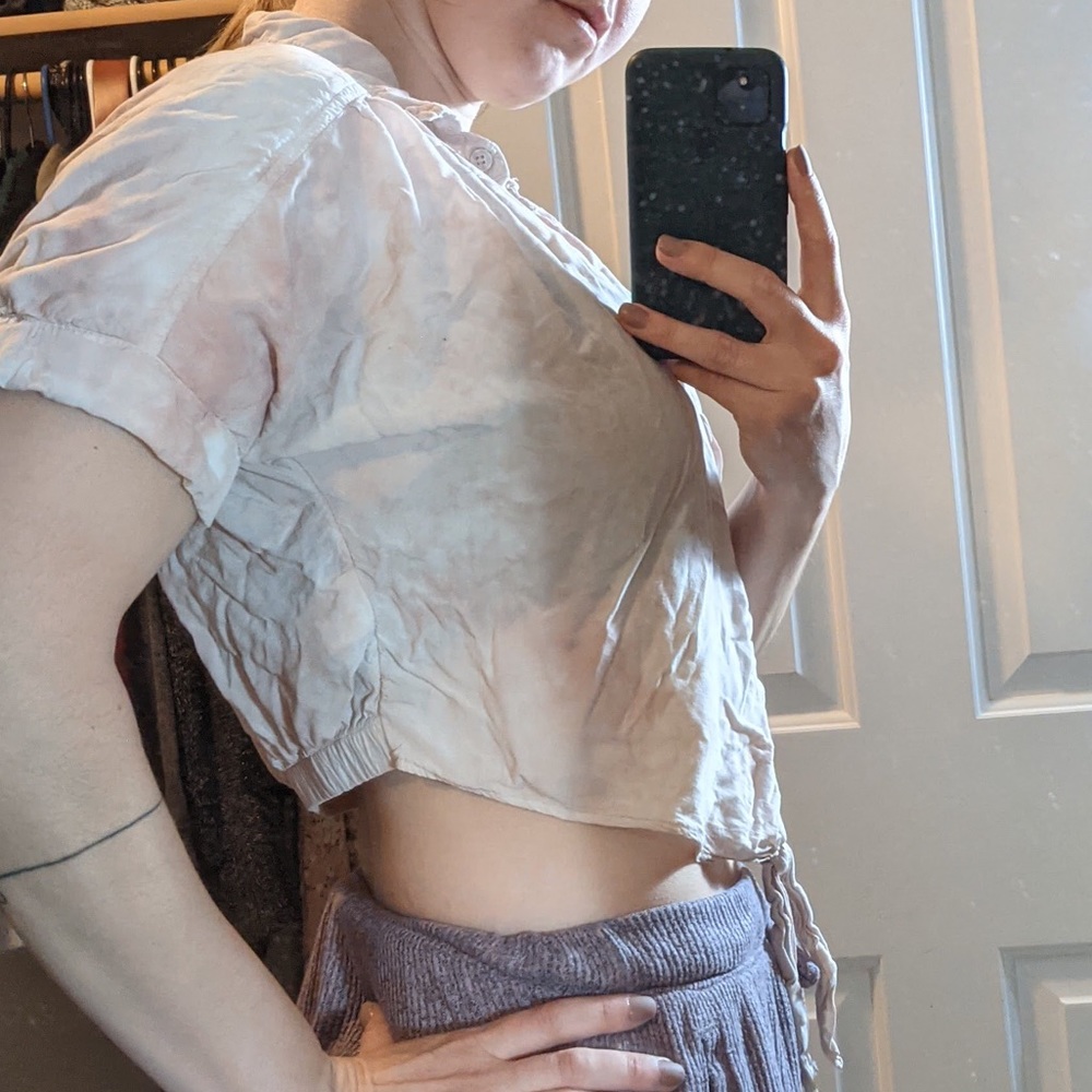 American eagle pink tie die tie top